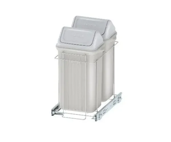 LIXEIRA DUPLA ELEVATTA 10L CROMADA C BALDES E CORREDICA - 3457-CDB-05