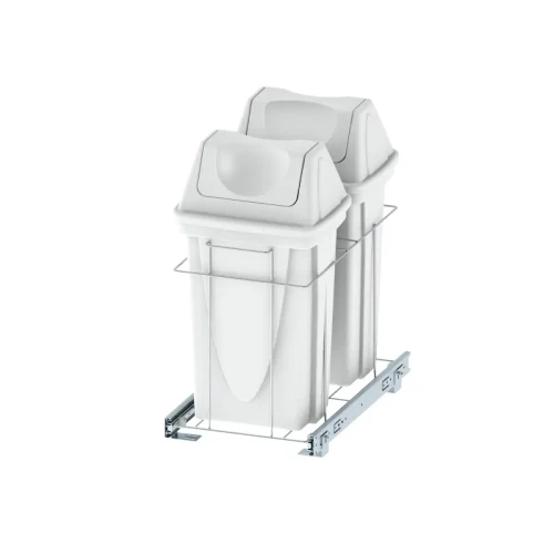 LIXEIRA DUPLA MOBILE 14L CROMADA C BALDES E CORREDICA - 3512-CDB-05