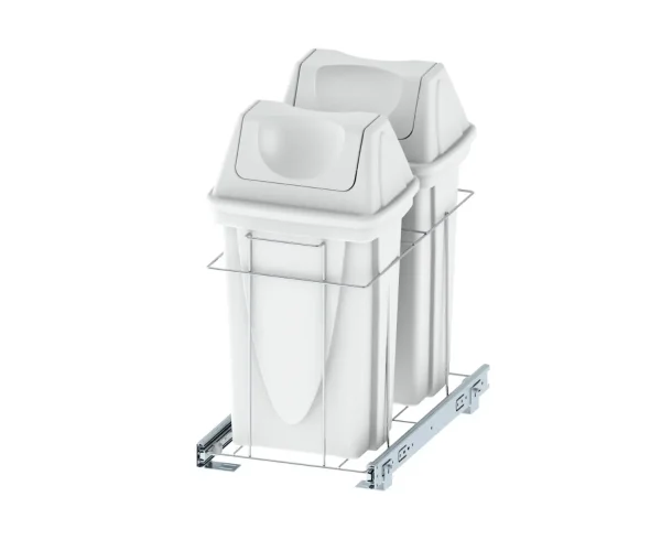 LIXEIRA DUPLA MOBILE 14L CROMADA C BALDES E CORREDICA - 3512-CDB-05